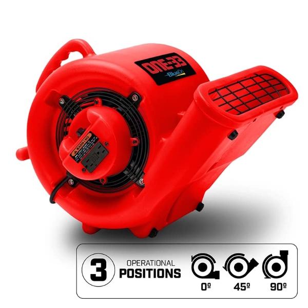 BlueDri One-33 Air Mover, 1/3 HP 2900 CFM Industrial Water Damage Flood Restoration Carpet and Floor Drying Blower Fan (Red)