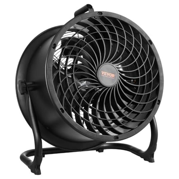 VEVOR High-velocity Drum Air Circulator Fan, 3 Speeds 14 Inch Industrial Fan, 2520 CFM 360° Adjustable Floor Fan, for Home, Gym, Office, Garage, Commercial Shop & Bedroom