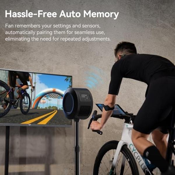 CYCPLUS Smart Indoor Cycling Fan, BLDC Motor Drive, 5 Speed Modes with Remote and APP Control, Low-Noise Bluetooth/ANT+ Cycling Fan for indoor Bike Trainers, Stationary/Spin Bikes,