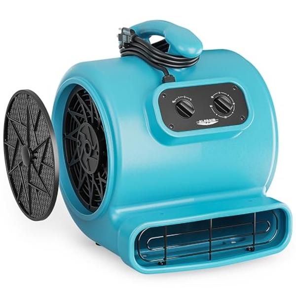 XPOWER X-400A Pro 1/4 HP 1600 CFM Centrifugal Air Mover, Carpet Dryer, Floor Fan, Blower, Daisy Chain, for Water Damage Restoration, Janitorial, Plumbing, Home Use,Blue