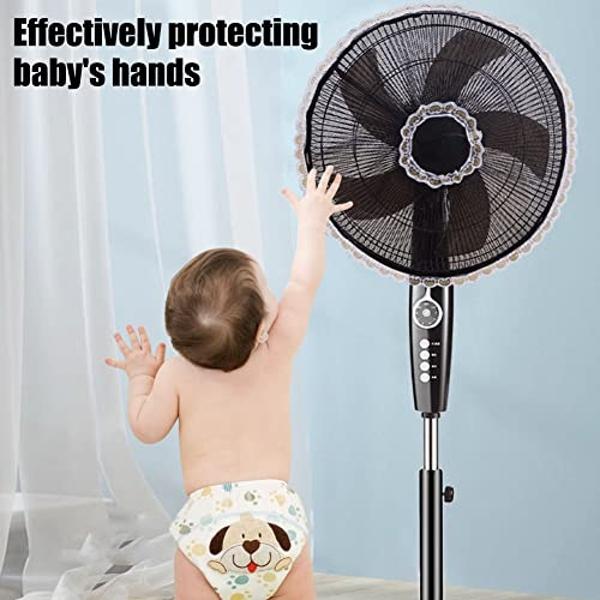 2 Pack Summer Fan Safety Protection Cover, Round Electric Fan Guard Dust Covers, Kid Baby Finger Protector, Anti-Pinch Hand Electric Fan Mesh Net Cover for Pedestal Fan, Standing F