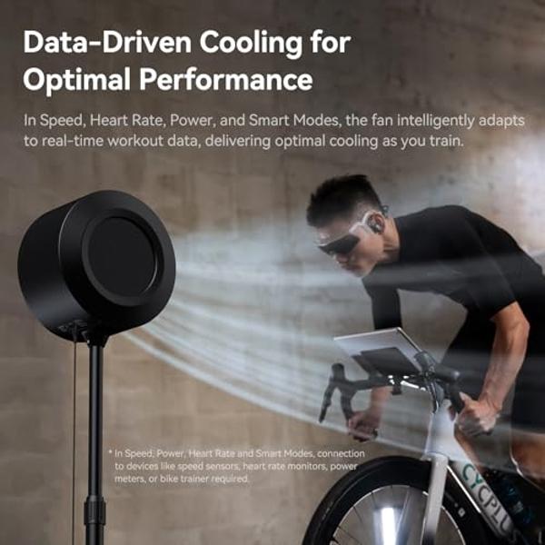 CYCPLUS Smart Indoor Cycling Fan, BLDC Motor Drive, 5 Speed Modes with Remote and APP Control, Low-Noise Bluetooth/ANT+ Cycling Fan for indoor Bike Trainers, Stationary/Spin Bikes,