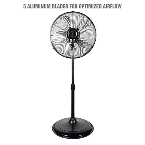 OEMTOOLS OEM24871 20" Oscillating Pedestal Fan, Commercial Fan For Worksites, Industrial Fans, High Velocity Shop Fan, Pedestal Fan, Oscillating Fan On Stand, Warehouse, Garage, or