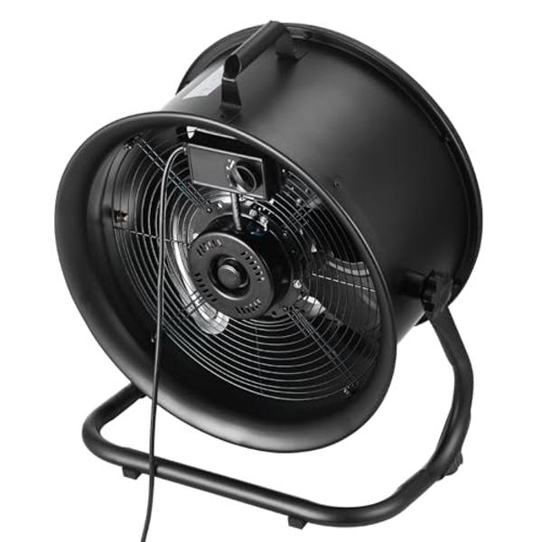 Tech Drive High Velocity Floor Fan,12 inch Heavy Duty Metal Industrial Fans,3 Powerful Speed,360° Adjustable Tilting and All Metal Construction, Black