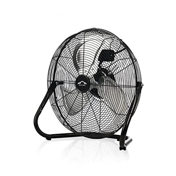 Tech Drive High Velocity Floor Fan,12 inch Heavy Duty Metal Industrial Fans,3 Powerful Speed,360° Adjustable Tilting and All Metal Construction, Black