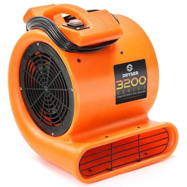 BlueDri One-33 Air Mover, 1/3 HP 2900 CFM Industrial Water Damage Flood Restoration Carpet and Floor Drying Blower Fan (Red)