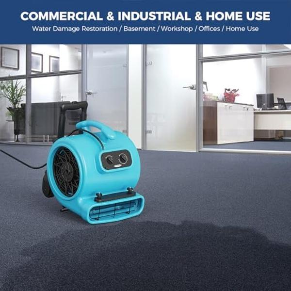 Uthfy 14000 CFM Heavy Duty Industrial Drum Fan, 30 Inch 550W High Velocity Floor Fan with 3 Speeds, 360° Tilt Metal Garage Fan for Warehouse, Commercial, Workshop, Factory and Base