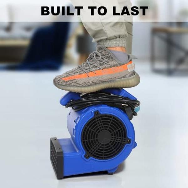 Mounto 1/3hp Air Mover 2000cfm Carpet Dryer Blower Floor Drying Fan - 3-Speed Air Mover w/Dual GFCI Outlet, 25ft Power Cord for Drying, Cooling, Air Circulation