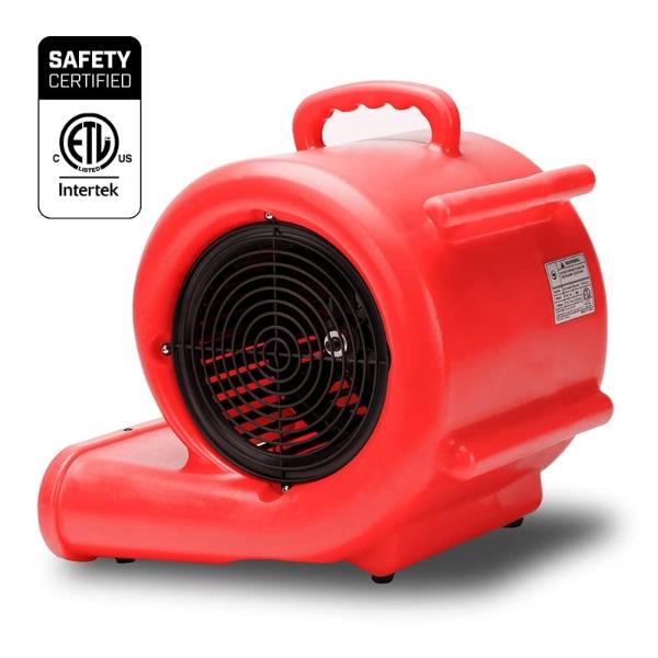 BlueDri One-33 Air Mover, 1/3 HP 2900 CFM Industrial Water Damage Flood Restoration Carpet and Floor Drying Blower Fan (Red)