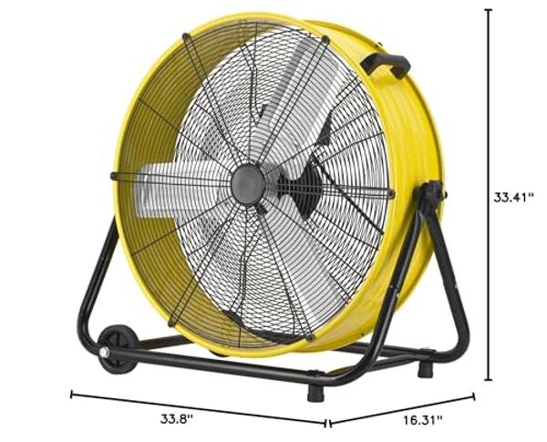 Uthfy 14000 CFM Heavy Duty Industrial Drum Fan, 30 Inch 550W High Velocity Floor Fan with 3 Speeds, 360° Tilt Metal Garage Fan for Warehouse, Commercial, Workshop, Factory and Base