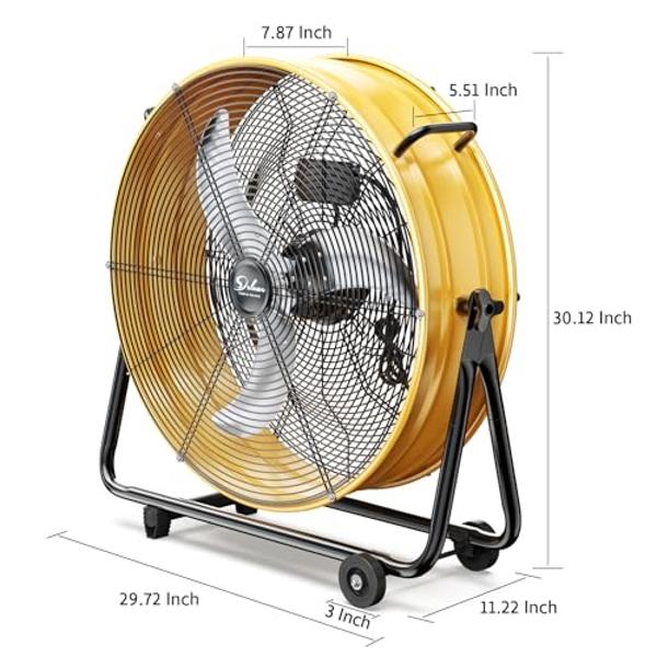 Simple Deluxe 24 Inch Heavy Duty Metal Industrial Drum Fan, 3 Speed Air Circulation for Warehouse, Greenhouse, Workshop, Patio, Factory and Basement