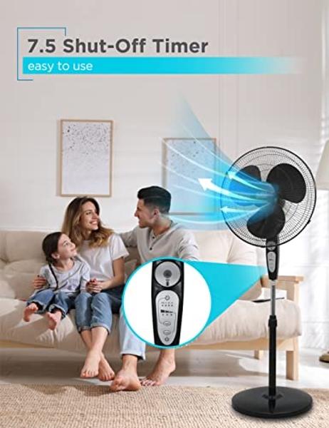 BLACK+DECKER 18-Inch Stand Fan with Pedestal Base, Height Adjustable Pedestal Fan with Remote and Touch Control Panel, Free Standing Fan with 90-Degree Oscillating and 3-Speed Sett