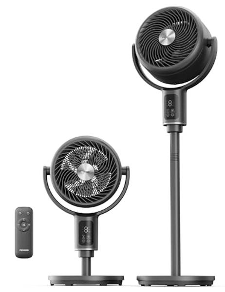 PELONIS AeroFan Pedestal Air Circulator for Bedroom – Oscillating Standing Fan with Remote Control, LED Display, 9 Speeds, 20dB, 9H Timer, DC Motor, 135° + 100° Auto Oscillation, A