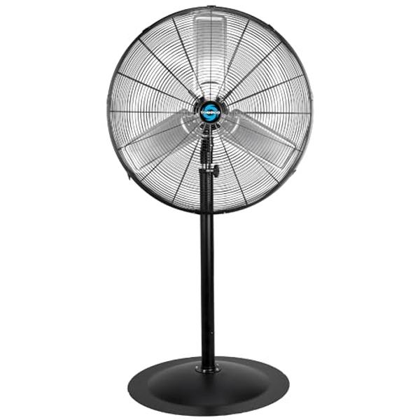 Tornado Commercial Industrial 3 Aluminum Blade Stationary Pedestal Fan, 30 Inch, Oscillating, High Velocity 8850 CFM, UL Safety Listed, Black