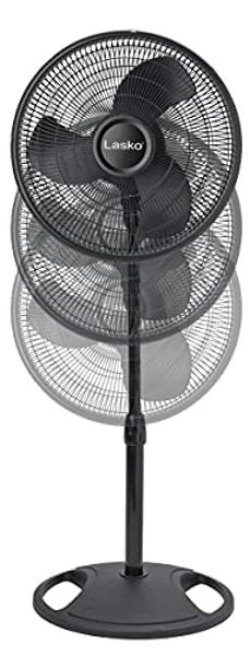 Lasko 2521 16 Inch 3-Speed Quiet Adjustable Tilting Wide-Area Oscillating Standing Pedestal Fan for Bedroom, Kitchen, Home, and Office, Black