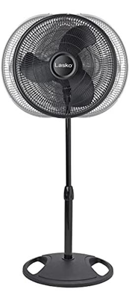Lasko 2521 16 Inch 3-Speed Quiet Adjustable Tilting Wide-Area Oscillating Standing Pedestal Fan for Bedroom, Kitchen, Home, and Office, Black