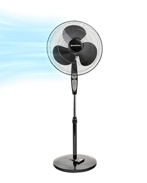 Comfort Zone Oscillating Pedestal Fan with Remote Control, Stand Fan, 18 inch, 3 Speed, Adjustable Height & Tilt, & Timer, Auto Shutoff, Ideal for Home, Bedroom & Office, Airflow 1