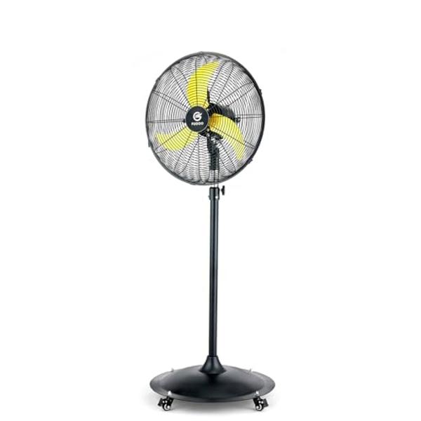 FUGOO 20'' Outdoor Quiet Oscillating Pedestal Fan With All Sealed Brushless DC Motor, 4-Speed Waterproof Outdoor Fan, Heavy Duty Industrial Floor Fans for House,Patios, Commercial,