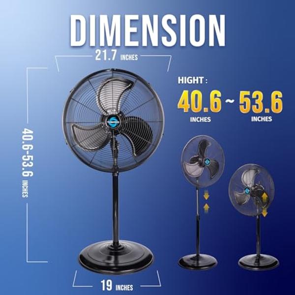 Dreo Smart Fan for Bedroom, 120° +120° Omni-Directional Oscillating Fans, 90ft Quiet Pedestal Fan with RGB Light, 9 Speeds, 6 Modes, 20dB, 8H Timer, Wi-Fi/Voice/Alexa, 37-42" Floor