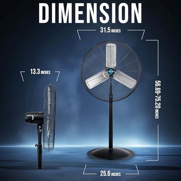 PELONIS PFS45A5BBB 18 inch 5-Blade Oscillating, Adjustable Standing Pedestal Remote, LED Display, 5 Speed Setting and 7-Hour Timer Fan, Black