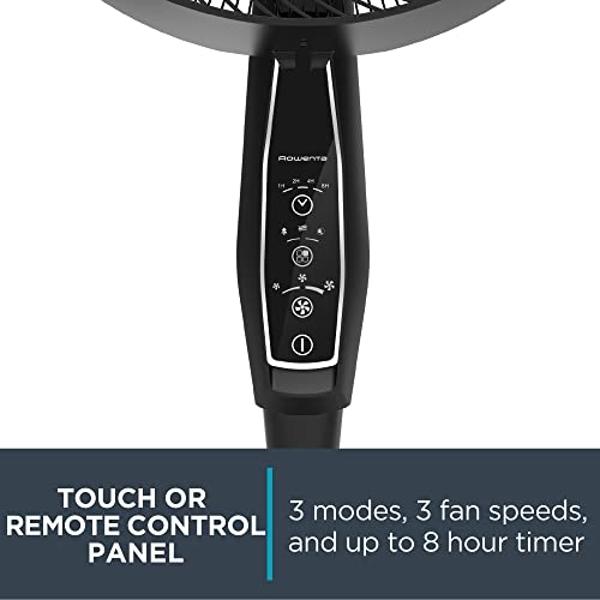 Rowenta, Pedestal Fan, Extreme Outdoor Fan with Remote, 65 Inches, Ultra Quiet Fan, Oscillating, Portable, 3 Speeds, Digital Control, Black, Ourdoor, VU4510
