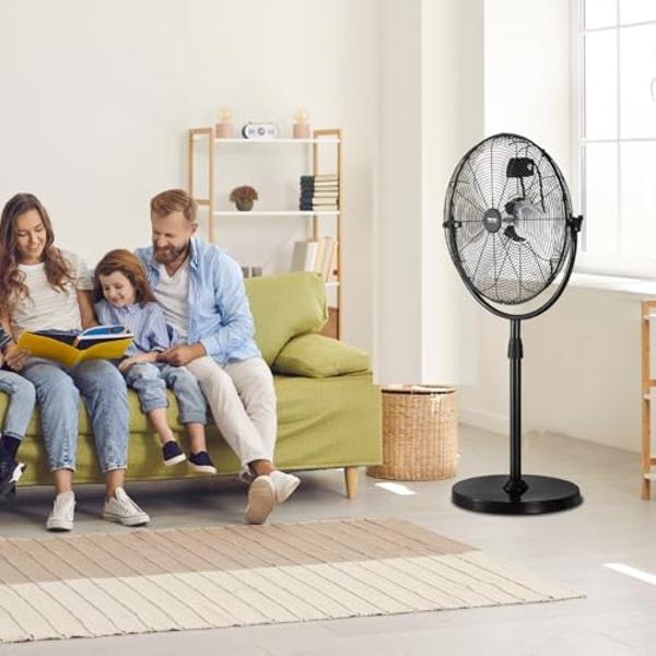 Comfort Zone Oscillating Pedestal Fan with Remote Control, Stand Fan, 18 inch, 3 Speed, Adjustable Height & Tilt, & Timer, Auto Shutoff, Ideal for Home, Bedroom & Office, Airflow 1