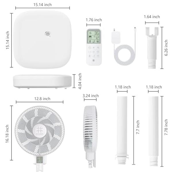 PELONIS 16" Oscillating Pedestal Fan | Standing Adjustable Fan | Ultra Quiet DC Motor | Remote Control | 3 Modes | 12-Hour Timer | High Energy Efficiency | for Bedroom Home Office