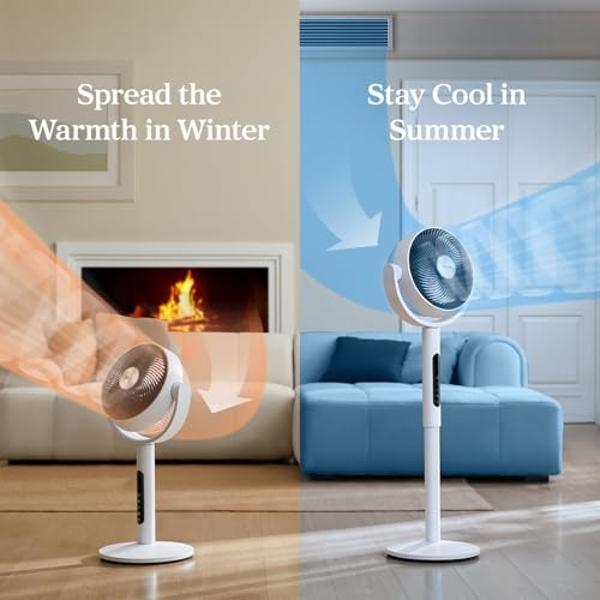 Levoit Standing Fan for Bedroom, CirculAir 120° Oscillating, Quite 20dB, 9 Speeds, 4 Modes, DC Motor, 2 in 1 Pedestal & Tabletop, 82ft, Remote Control, Sensor, 9H Timer, 908CFM Ult