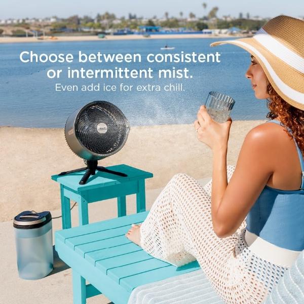 Shark FlexBreeze Pro Mist Fan — Indoor & Outdoor, Integrated Misting, Pedestal to Tabletop, Corded or Cordless, Up to 24-Hr Battery, Oscillating, Charcoal Grey, FA302 (2025 Release
