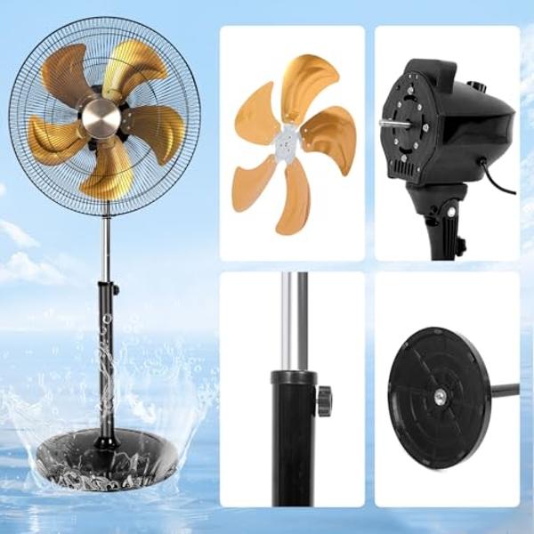 PELONIS 16" Oscillating Pedestal Stand Up Fan | Adjustable Height | Ultra Quiet DC Motor | Remote Control | 12 Speed | 12-Hour Timer | High Energy Efficiency | for Bedroom Home Off