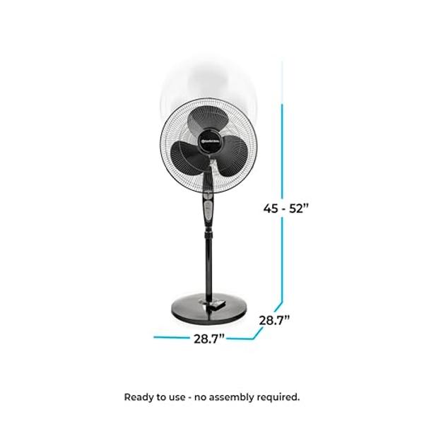 Comfort Zone Oscillating Pedestal Fan with Remote Control, Stand Fan, 18 inch, 3 Speed, Adjustable Height & Tilt, & Timer, Auto Shutoff, Ideal for Home, Bedroom & Office, Airflow 1