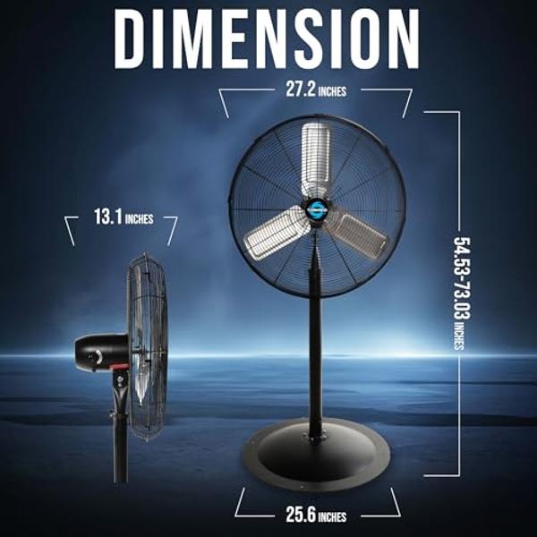 Tornado 24 Inch High Velocity Pedestal Fan for Commercial & Industrial Use - 3 Speed Settings, 7600 CFM, UL Listed, 6.6 FT Cord