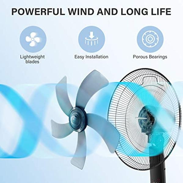 Simple Deluxe Oscillating 16″ Adjustable 3 Speed Pedestal Stand Fan with Remote Control for Indoor, Bedroom, Living Room, Home Office & College Dorm Use, 2 Pack, black