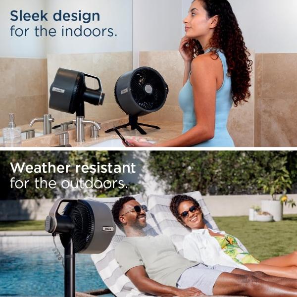 Shark FlexBreeze Pro Mist Fan — Indoor & Outdoor, Integrated Misting, Pedestal to Tabletop, Corded or Cordless, Up to 24-Hr Battery, Oscillating, Charcoal Grey, FA302 (2025 Release