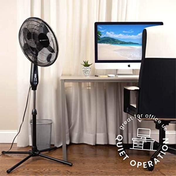 Rowenta, Pedestal Fan, Extreme Outdoor Fan with Remote, 65 Inches, Ultra Quiet Fan, Oscillating, Portable, 3 Speeds, Digital Control, Black, Ourdoor, VU4510