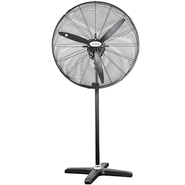 KAPAS Industrial Pedestal Fans, Commercial Oscillating Fan Made by Heavy Duty Metal Structure and Blade, Adjust Height, 3- Speed Control Suitable to Warehouse, Shop, Garage, and Wo