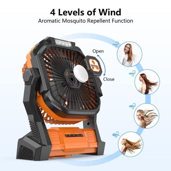 Portable Fan Rechargeable, Cordless Battery Powered Fan with LED Lantern, Small Table Fan, USB Battery Operated Fans for Travel Bedroom Home Camping Tent Office Beach Desk Picnic B