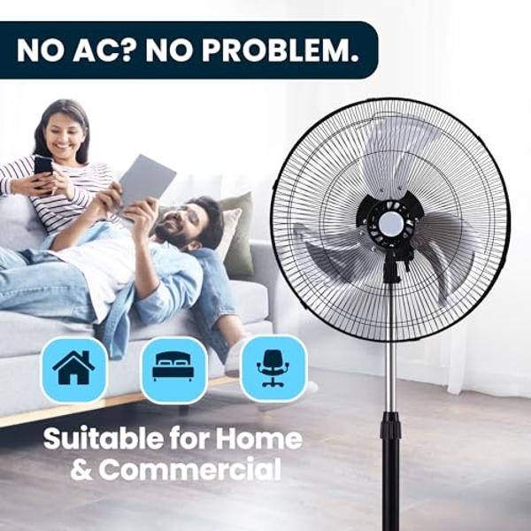 Rowenta, Pedestal Fan, Extreme Outdoor Fan with Remote, 65 Inches, Ultra Quiet Fan, Oscillating, Portable, 3 Speeds, Digital Control, Black, Ourdoor, VU4510