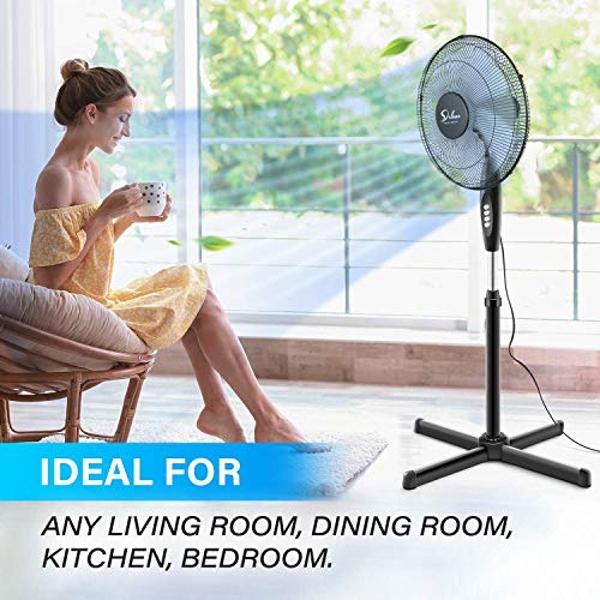 Rowenta, Pedestal Fan, Extreme Outdoor Fan with Remote, 65 Inches, Ultra Quiet Fan, Oscillating, Portable, 3 Speeds, Digital Control, Black, Ourdoor, VU4510