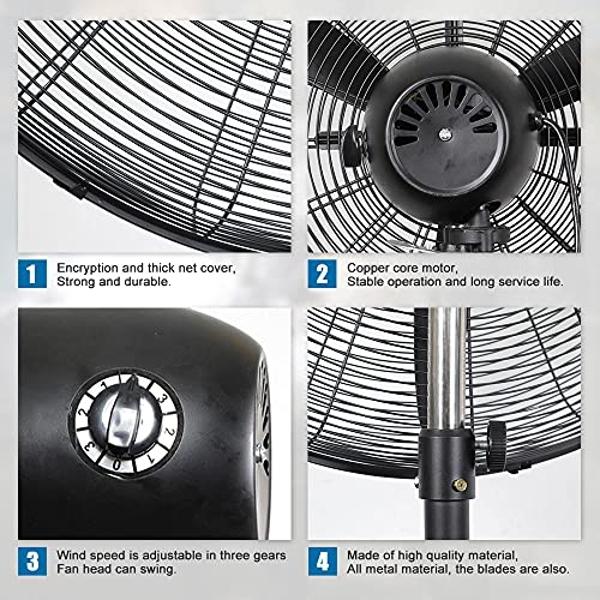 FUGOO 30'' Oscillating Pedestal Fan With Brushless DC Motor, Large Air Flow range From 3200CFM to 8800CFM, 4-Speed Heavy Duty Industrial Floor Fans for Factory, Commercial, Garage,