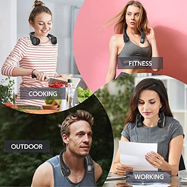 Portable Neck Fan, Hands Free Bladeless 360° Cooling Personal Fan,Wearable Quiet Fan for Outdoor Indoor, Gifts for Men Women, 4000mAh Battery Operated, USB Rechargeable, 3-Speeds(B