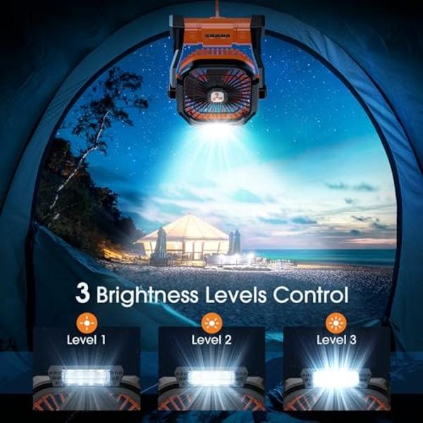 Portable Fan Rechargeable, Cordless Battery Powered Fan with LED Lantern, Small Table Fan, USB Battery Operated Fans for Travel Bedroom Home Camping Tent Office Beach Desk Picnic B