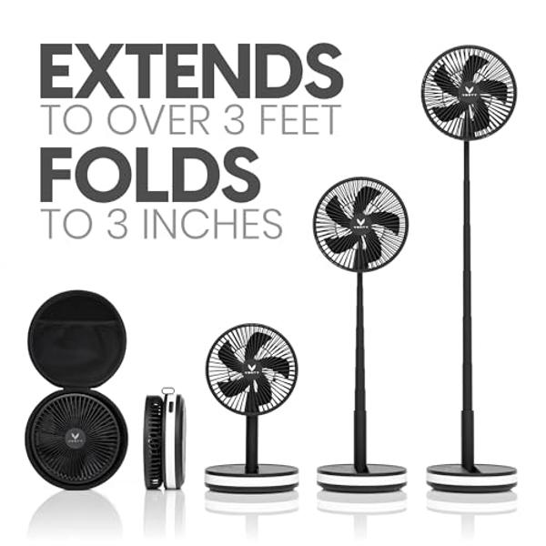 VENTY Portable Fan - Wireless Battery Operated Fan - 4 Speeds - LED Lighting - Carry Case & Remote Control - Cruise Travel - Outdoor Travel RV Power Bank With USB-C Port (Black wit