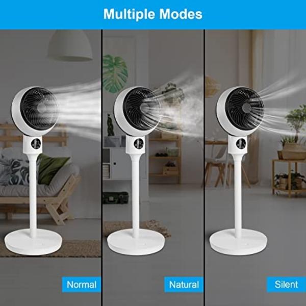 Simple Deluxe Circulating Stand Fan for Home Bedroom with Remote,Standing Fans Ocillation 70°,Pedestal Fan 3 Speeds,3 Modes,15Hour Timing,LED Display,for Indoor,Bedroom and Home Of