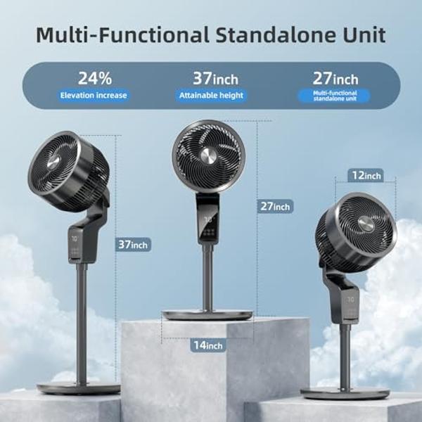 Floor Fan for Bedroom, Oscillating Fans with 12H Timer, 36-50db Floor Fans for Home Bedroom, Standing Fan Oscillating with 3 Speeds, Touch+Remote Control, 70°+90° Quiet Oscillating