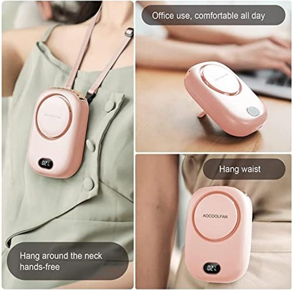 AOCOOLFAN Portable Neck Fan, Mini Small Personal Handheld Fan USB Rechargeable 3 Speed for Girls Boys Woman Eyelash Travel Home Office Outdoor (Pink)