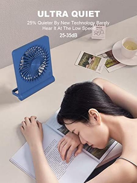 Koonie USB Desk Fan, Strong Wind Ultra Quiet Small Personal Fan with 180° Tilt Folding and 3 Speeds Adjustable, USB-C Corded Powered Mini USB Fan for Office Desktop Bedroom White, 
