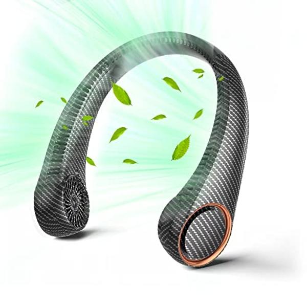 Portable Neck Fan, Hands Free Bladeless 360° Cooling Personal Fan,Wearable Quiet Fan for Outdoor Indoor, Gifts for Men Women, 4000mAh Battery Operated, USB Rechargeable, 3-Speeds(B