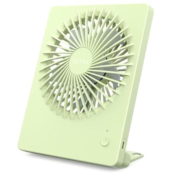 Zuvas Desk Fan Battery Operated Rechargeable 180°Tilt Folding Personal Ultra Quiet Small Portable Fan Beige