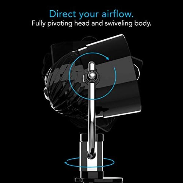 Vornado Pivot Clip Personal Air Circulator Fan with Multi-Surface Clip, Quiet Portable Fan for Office or Bedroom, 3 Speeds, Black